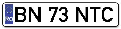 Placuta inmatriculare numar auto  BN-73-NTC, BN 73 NTC, BN73NTC