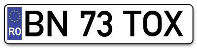 Placuta inmatriculare numar auto  BN-73-TOX, BN 73 TOX, BN73TOX