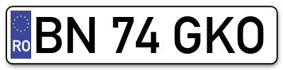 Placuta inmatriculare numar auto  BN-74-GKO, BN 74 GKO, BN74GKO