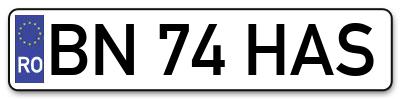 Placuta inmatriculare numar auto  BN-74-HAS, BN 74 HAS, BN74HAS