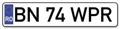 Placuta inmatriculare numar auto  BN-74-WPR, BN 74 WPR, BN74WPR