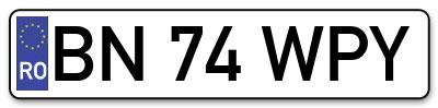 Placuta inmatriculare numar auto  BN-74-WPY, BN 74 WPY, BN74WPY