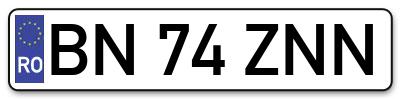 Placuta inmatriculare numar auto  BN-74-ZNN, BN 74 ZNN, BN74ZNN