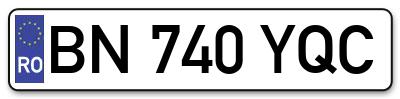 Placuta inmatriculare numar auto  BN-740-YQC, BN 740 YQC, BN740YQC