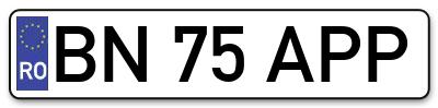 Placuta inmatriculare numar auto  BN-75-APP, BN 75 APP, BN75APP