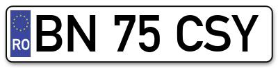 Placuta inmatriculare numar auto  BN-75-CSY, BN 75 CSY, BN75CSY