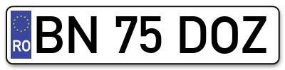 Placuta inmatriculare numar auto  BN-75-DOZ, BN 75 DOZ, BN75DOZ