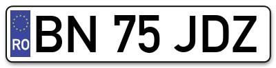 Placuta inmatriculare numar auto  BN-75-JDZ, BN 75 JDZ, BN75JDZ