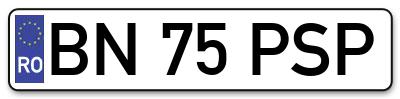 Placuta inmatriculare numar auto  BN-75-PSP, BN 75 PSP, BN75PSP