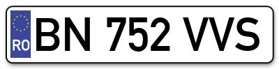 Placuta inmatriculare numar auto  BN-752-VVS, BN 752 VVS, BN752VVS
