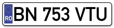 Placuta inmatriculare numar auto  BN-753-VTU, BN 753 VTU, BN753VTU