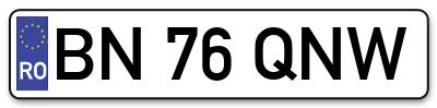 Placuta inmatriculare numar auto  BN-76-QNW, BN 76 QNW, BN76QNW