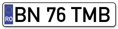 Placuta inmatriculare numar auto  BN-76-TMB, BN 76 TMB, BN76TMB