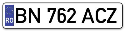 Placuta inmatriculare numar auto  BN-762-ACZ, BN 762 ACZ, BN762ACZ