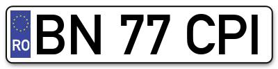 Placuta inmatriculare numar auto  BN-77-CPI, BN 77 CPI, BN77CPI