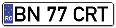 Placuta inmatriculare numar auto  BN-77-CRT, BN 77 CRT, BN77CRT