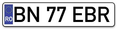 Placuta inmatriculare numar auto  BN-77-EBR, BN 77 EBR, BN77EBR