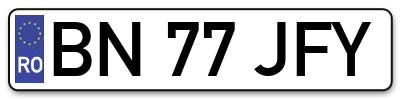 Placuta inmatriculare numar auto  BN-77-JFY, BN 77 JFY, BN77JFY