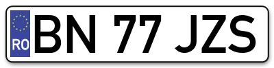 Placuta inmatriculare numar auto  BN-77-JZS, BN 77 JZS, BN77JZS