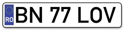 Placuta inmatriculare numar auto  BN-77-LOV, BN 77 LOV, BN77LOV