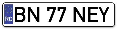 Placuta inmatriculare numar auto  BN-77-NEY, BN 77 NEY, BN77NEY
