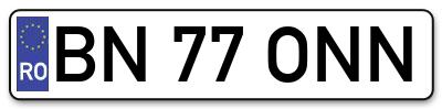 Placuta inmatriculare numar auto  BN-77-ONN, BN 77 ONN, BN77ONN