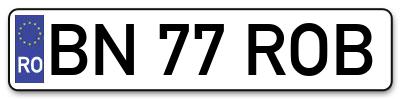 Placuta inmatriculare numar auto  BN-77-ROB, BN 77 ROB, BN77ROB