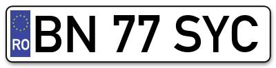 Placuta inmatriculare numar auto  BN-77-SYC, BN 77 SYC, BN77SYC