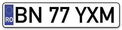 Placuta inmatriculare numar auto  BN-77-YXM, BN 77 YXM, BN77YXM