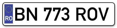 Placuta inmatriculare numar auto  BN-773-ROV, BN 773 ROV, BN773ROV