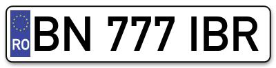 Placuta inmatriculare numar auto  BN-777-IBR, BN 777 IBR, BN777IBR