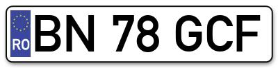 Placuta inmatriculare numar auto  BN-78-GCF, BN 78 GCF, BN78GCF