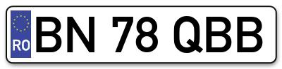 Placuta inmatriculare numar auto  BN-78-QBB, BN 78 QBB, BN78QBB