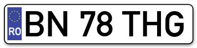 Placuta inmatriculare numar auto  BN-78-THG, BN 78 THG, BN78THG