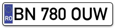 Placuta inmatriculare numar auto  BN-780-OUW, BN 780 OUW, BN780OUW