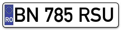 Placuta inmatriculare numar auto  BN-785-RSU, BN 785 RSU, BN785RSU