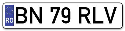 Placuta inmatriculare numar auto  BN-79-RLV, BN 79 RLV, BN79RLV