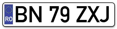 Placuta inmatriculare numar auto  BN-79-ZXJ, BN 79 ZXJ, BN79ZXJ