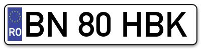 Placuta inmatriculare numar auto  BN-80-HBK, BN 80 HBK, BN80HBK