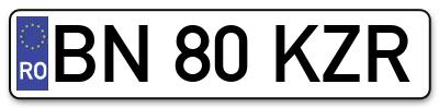 Placuta inmatriculare numar auto  BN-80-KZR, BN 80 KZR, BN80KZR