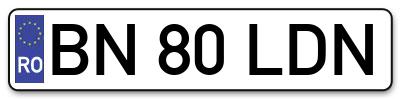 Placuta inmatriculare numar auto  BN-80-LDN, BN 80 LDN, BN80LDN