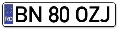 Placuta inmatriculare numar auto  BN-80-OZJ, BN 80 OZJ, BN80OZJ