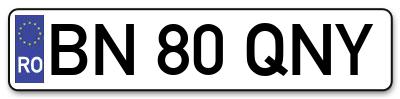 Placuta inmatriculare numar auto  BN-80-QNY, BN 80 QNY, BN80QNY