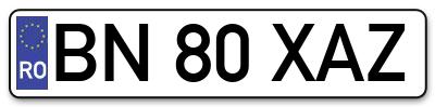 Placuta inmatriculare numar auto  BN-80-XAZ, BN 80 XAZ, BN80XAZ