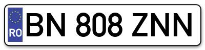 Placuta inmatriculare numar auto  BN-808-ZNN, BN 808 ZNN, BN808ZNN