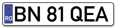 Placuta inmatriculare numar auto  BN-81-QEA, BN 81 QEA, BN81QEA