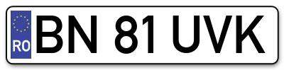 Placuta inmatriculare numar auto  BN-81-UVK, BN 81 UVK, BN81UVK