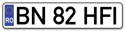 Placuta inmatriculare numar auto  BN-82-HFI, BN 82 HFI, BN82HFI
