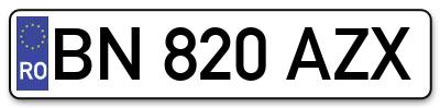 Placuta inmatriculare numar auto  BN-820-AZX, BN 820 AZX, BN820AZX