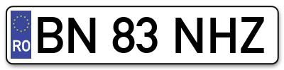 Placuta inmatriculare numar auto  BN-83-NHZ, BN 83 NHZ, BN83NHZ